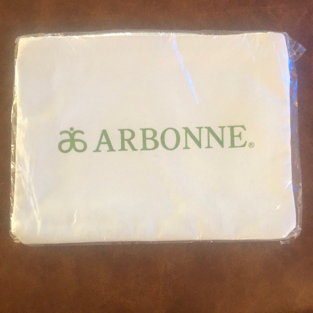 Arbonne Make Up Bag Cosmetic Toiletry Travel Canvas Zipper Closure - New